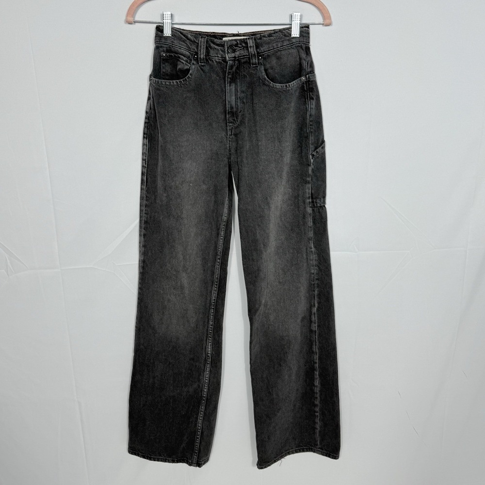 Free People We The Free Major Leagues Mid-Rise Cuffed Jeans 24 Black Streetwear